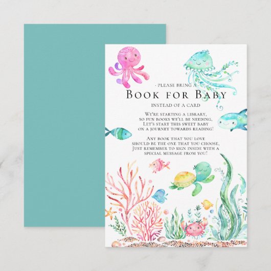 Onder het Zee Baby shower Boek voor Baby Kaart (Voorkant / Achterkant)