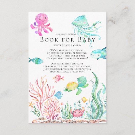 Onder het Zee Baby shower Boek voor Baby Kaart (Voorkant)