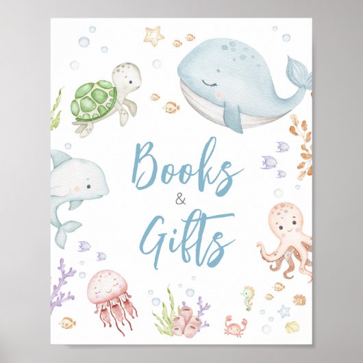 Onder het Zee Baby shower Boeken en geschenken Poster (Voorkant)