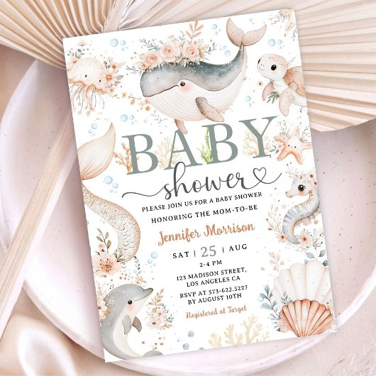Onder het Zee Baby shower Boho Ocean Girl Kaart