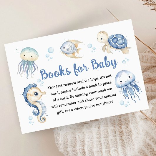 Onder het Zee Baby shower Boy Books voor Baby Informatiekaartje