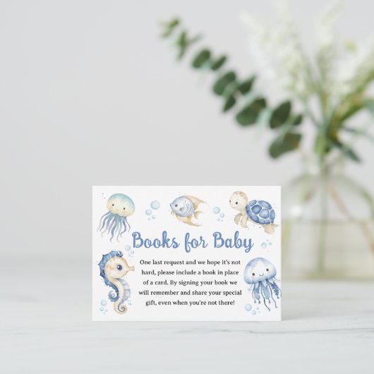 Onder het Zee Baby shower Boy Books voor Baby Informatiekaartje (Staand voorkant)