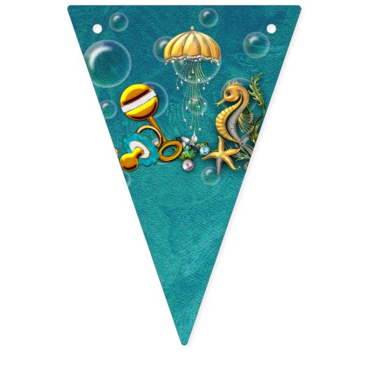 Onder het Zee Baby shower Bunting Flags Vlaggetjes (Eerste vlag)
