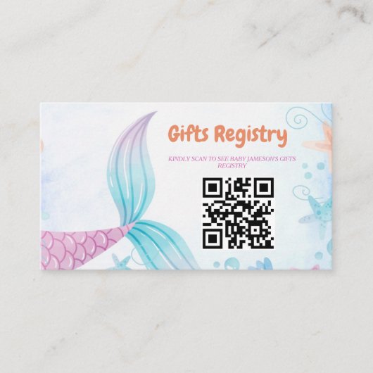 Onder het zee Baby shower cadeau Registry qr code Informatiekaartje (Voorkant)