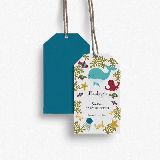 Onder het Zee Baby shower Cute dank je cadeau Labe Cadeaulabel