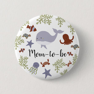 Onder het Zee Baby shower Cute Kawaii Mam-to-be Ronde Button 5,7 Cm