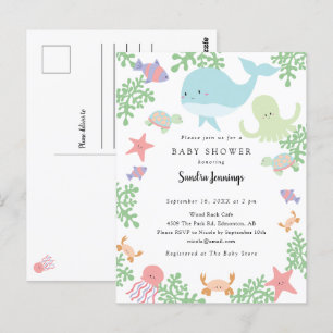 Onder het Zee Baby shower Cute Pastel Kawaii Briefkaart