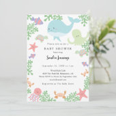 Onder het Zee Baby shower Cute Pastel Neutral Kaart (Staand voorkant)