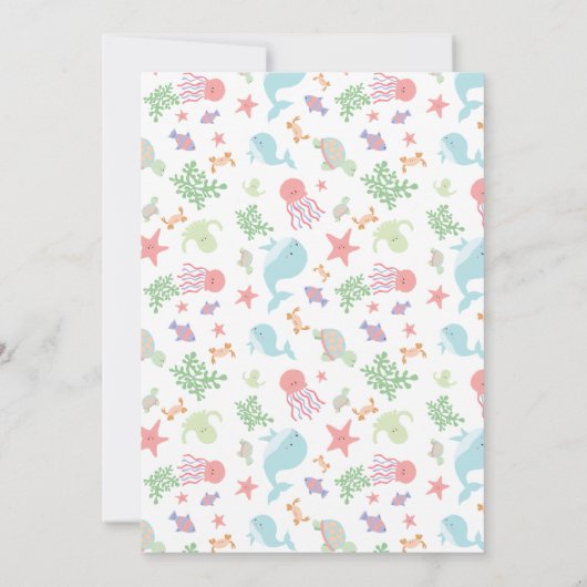 Onder het Zee Baby shower Cute Pastel Neutral Kaart (Achterkant)