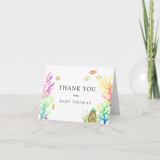 Onder het Zee Baby shower Dank U Bedankkaart (Voorkant)