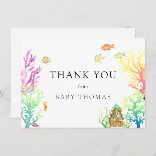 Onder het Zee Baby shower Dank U Bedankkaart (Voorkant / Achterkant)