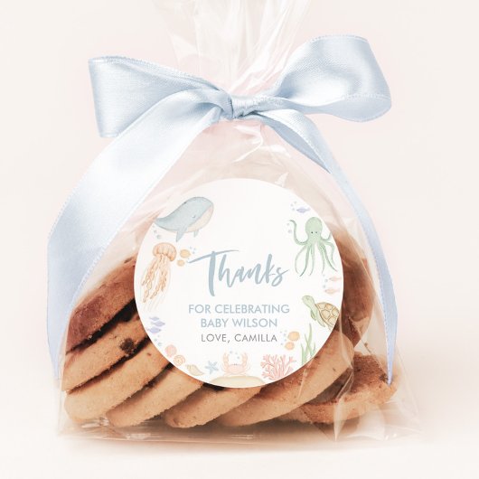 Onder het Zee Baby shower Dank u Favor Ronde Sticker