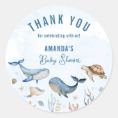 Onder het zee Baby shower Dank u Ronde Sticker (Voorkant)