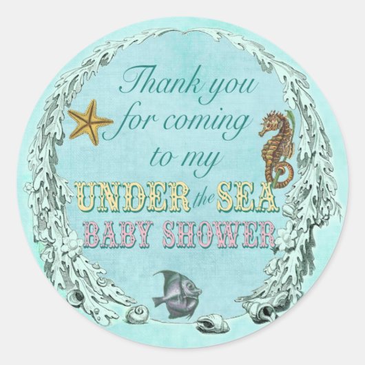Onder het Zee Baby shower Dank u Sticker (Voorkant)