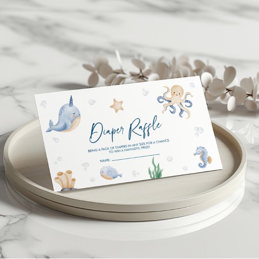 Onder het Zee Baby shower Diaper Raffle Informatiekaartje