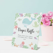 Onder het Zee Baby shower Diaper Raffle Pastel