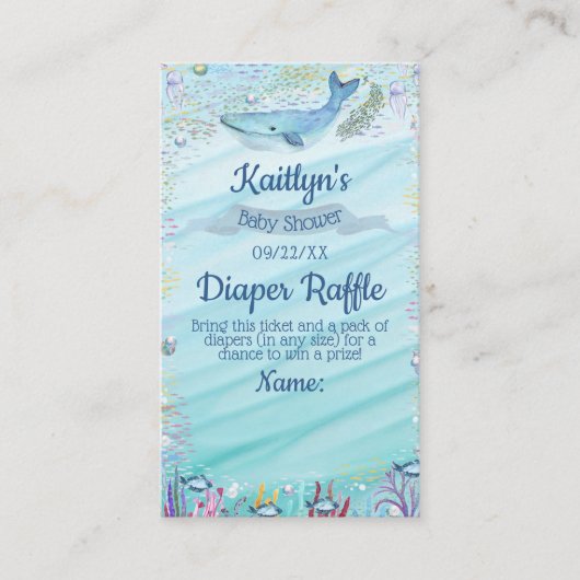 Onder het Zee Baby shower Diaper Raffle Ticket Informatiekaartje (Voorkant)