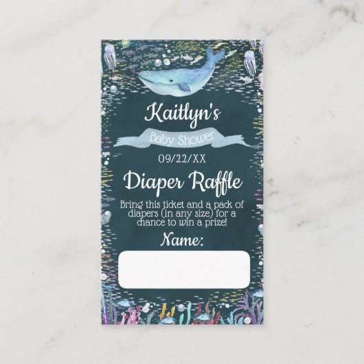 Onder het Zee Baby shower Diaper Raffle Ticket Informatiekaartje (Voorkant)