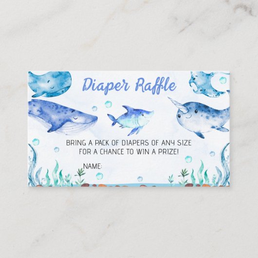 Onder het Zee Baby shower Diaper Raffle Visitekaartje (Voorkant)