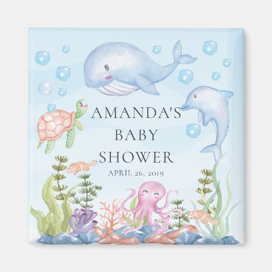 Onder het Zee Baby shower Favor Magnet (Voorkant)