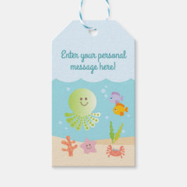 Onder het Zee Baby shower Gift Label Blauw en Groe Cadeaulabel