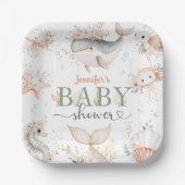 Onder het Zee Baby shower Girl Pink Ocean Papieren Bordje (Voorkant)