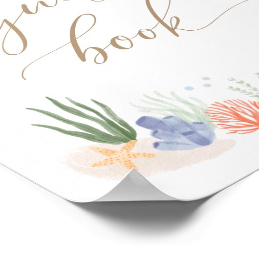 Onder het Zee Baby shower Guest Book Sign Poster (Hoek)