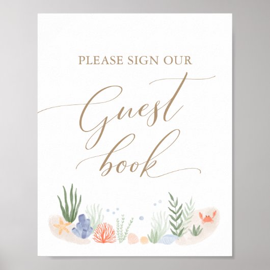 Onder het Zee Baby shower Guest Book Sign Poster (Voorkant)