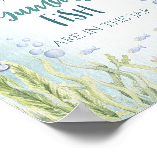 Onder het Zee Baby shower Gummy Fish Game Sign Poster (Hoek)