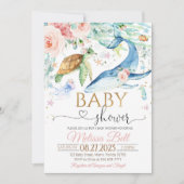 Onder het Zee Baby shower Invitation Girl Ocean Kaart (Voorkant)