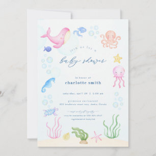 Onder het Zee Baby Shower Invitations Ocean Beach Kaart