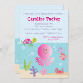Onder het Zee Baby Shower Invitting Kaart (Voorkant / Achterkant)