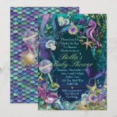 Onder het Zee Baby Shower Invitting Kaart (Voorkant / Achterkant)