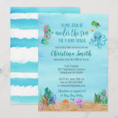 Onder het Zee Baby Shower Invitting Kaart (Voorkant / Achterkant)