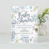 Onder het Zee Baby Shower Invitting Kaart (Staand voorkant)