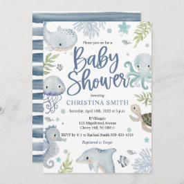 Onder het Zee Baby Shower Invitting Kaart