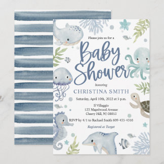 Onder het Zee Baby Shower Invitting Kaart
