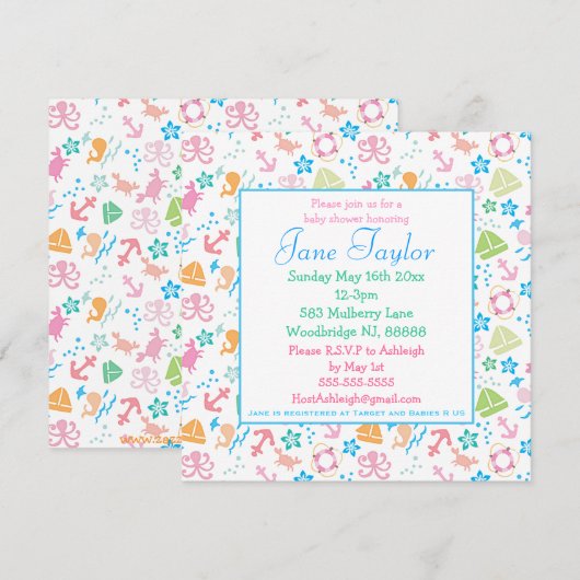 Onder het Zee Baby Shower Invitting Kaart