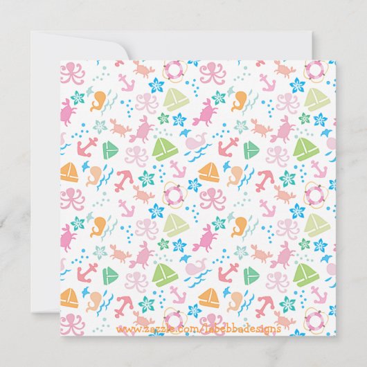 Onder het Zee Baby Shower Invitting Kaart (Achterkant)