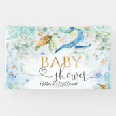 Onder het zee Baby shower Jongen Achtergrond Banne Spandoek (Horizontaal)