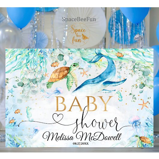 Onder het zee Baby shower Jongen Achtergrond Banne Spandoek