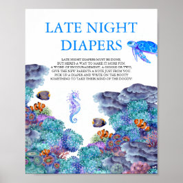 Onder het Zee Baby shower Late night Diapers Poster