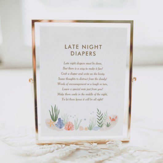 Onder het Zee Baby shower Late Night Diapers Poster