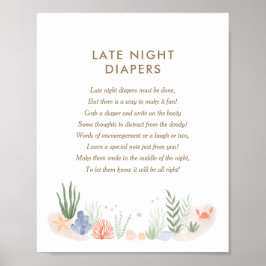 Onder het Zee Baby shower Late Night Diapers Poster