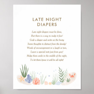 Onder het Zee Baby shower Late Night Diapers Poster
