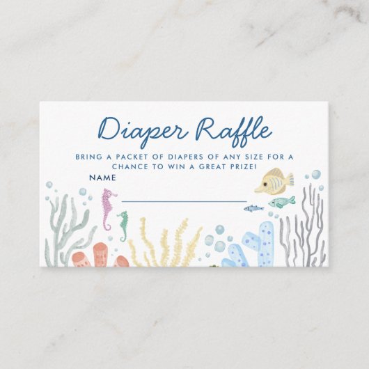 Onder het Zee Baby shower Luier Raffle Enclos Informatiekaartje (Voorkant)