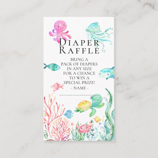 Onder het Zee Baby shower Luierkaartje Informatiekaartje (Voorkant)