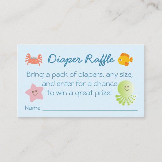 Onder het Zee Baby shower Luierkaartje Informatiekaartje (Voorkant)