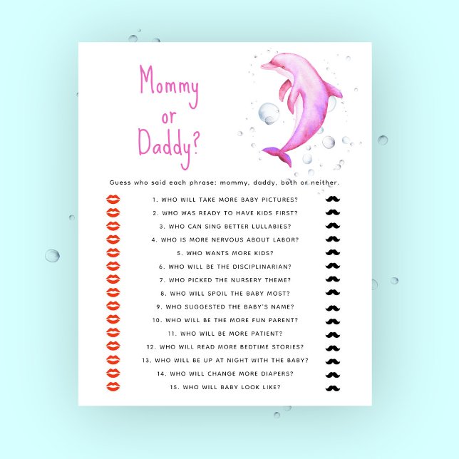 Onder het zee baby shower - mama of papa spel (Creator heeft geüpload)