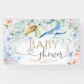 Onder het zee Baby shower Meisje Achtergrond Banne Spandoek (Horizontaal)